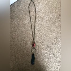 Ladies blue green agate necklace & earrings